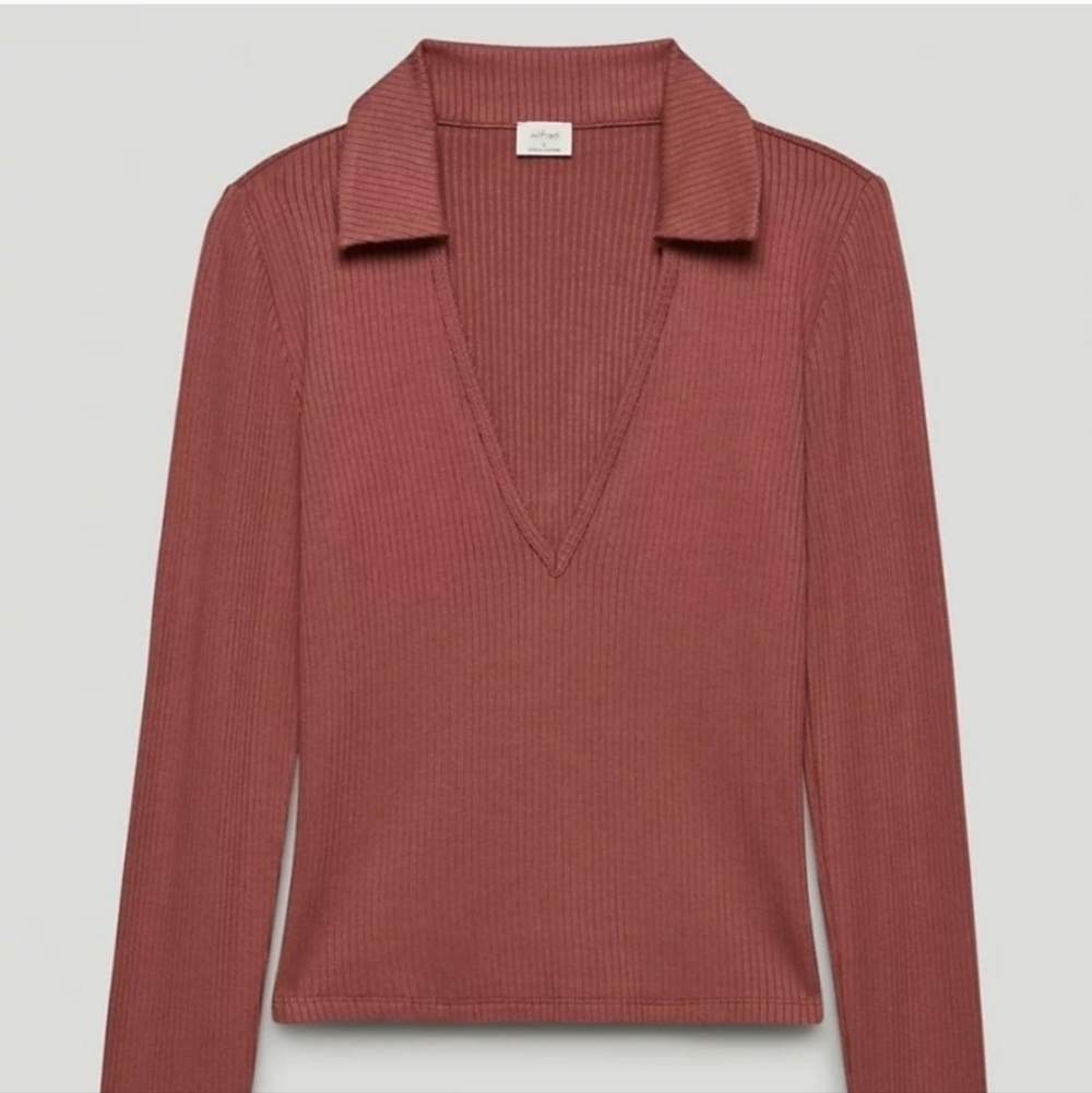 Aritzia Wilfred Ashy Rose Pink Charlotte Long Sleeve Top Size L
